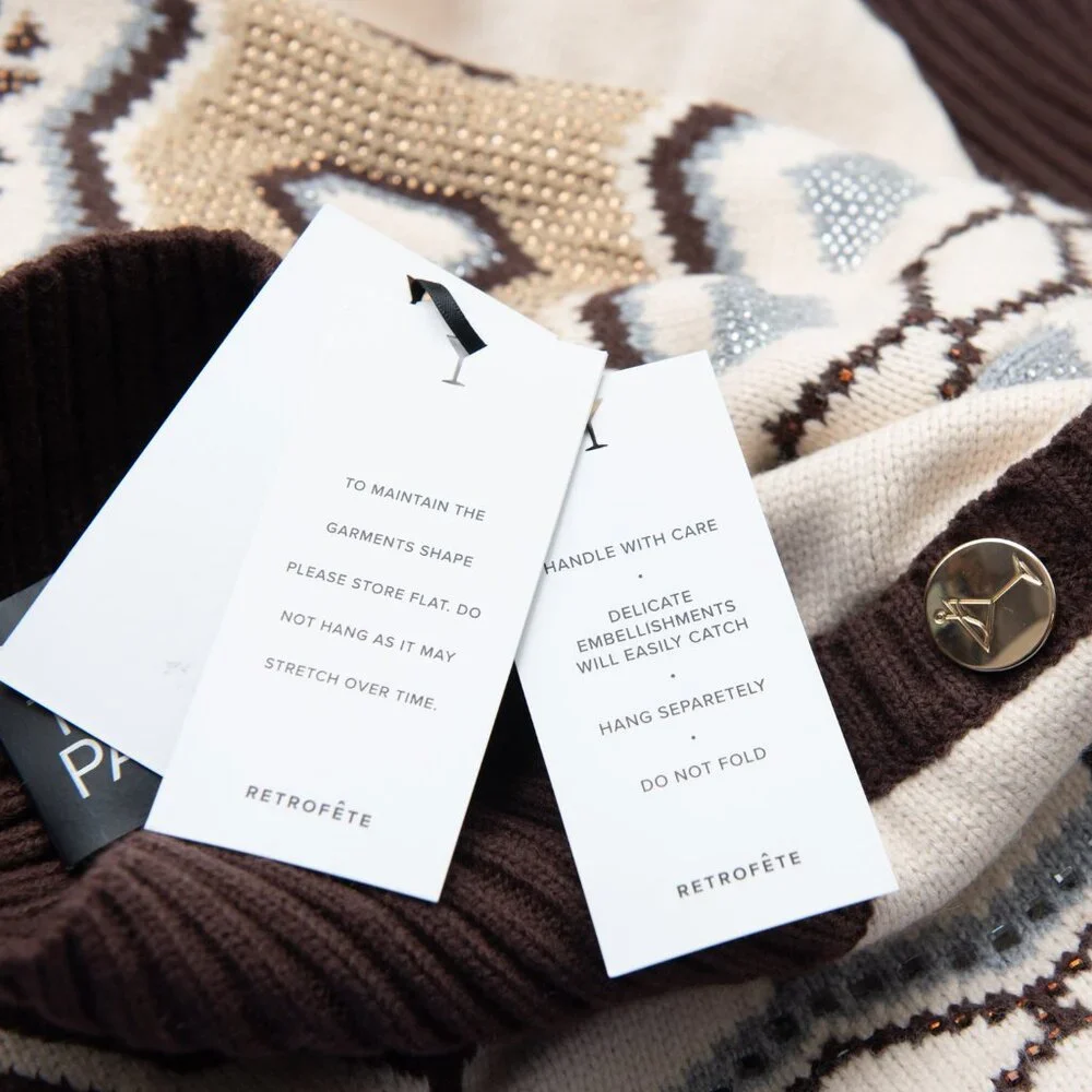 Retrofete Goldle Dress Sweater Mini Knit Long Sleeve Brown Cream Size Large New - Picture 8 of 9